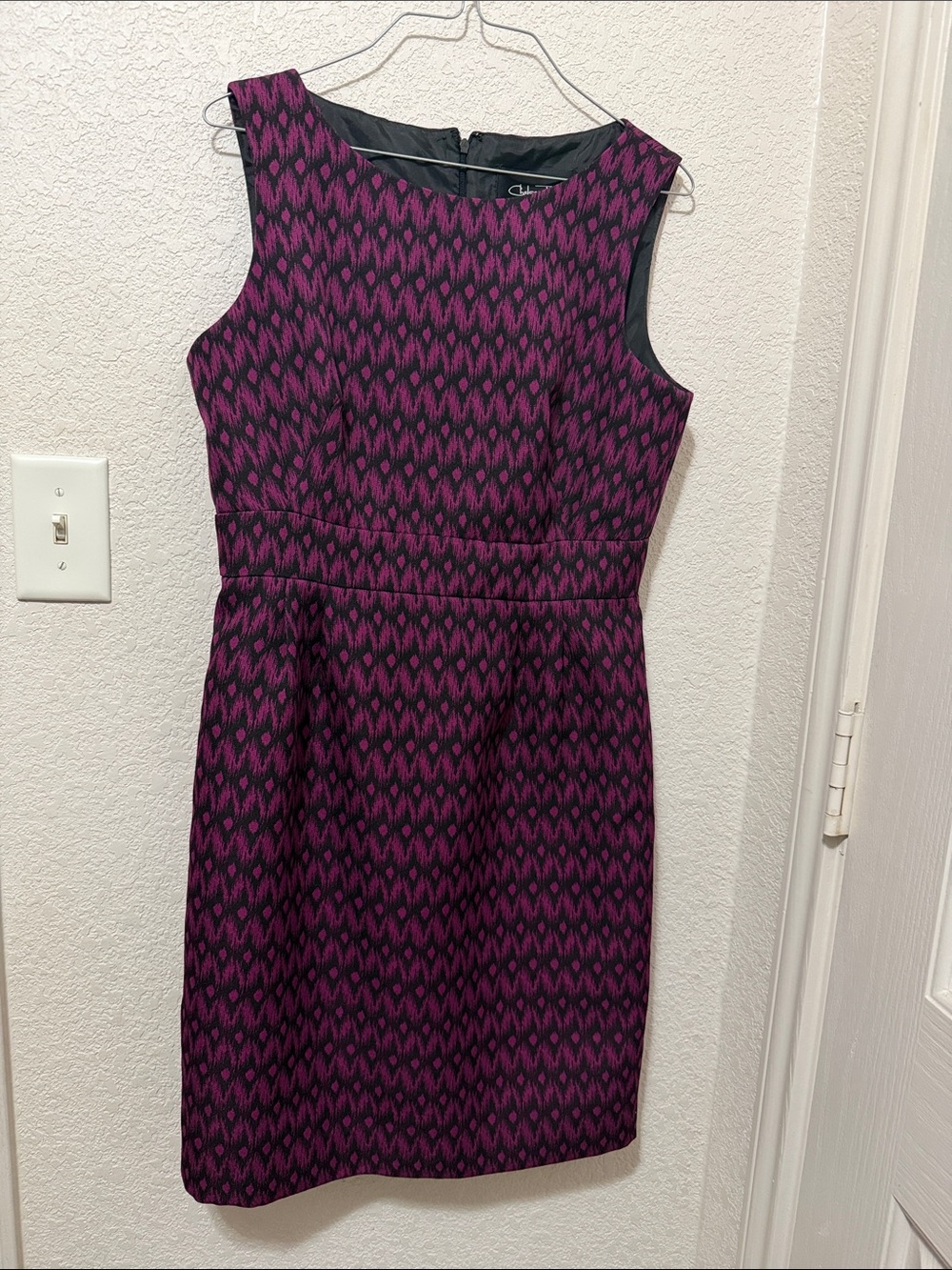 Sleeveless Purple Patterned Sheath Dress by Claiborne